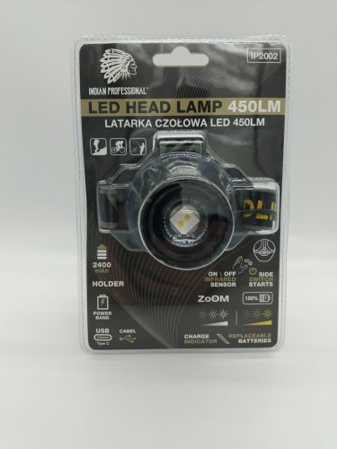 LATARKA LED HEAD LAMP CZOŁOWA  450LM POWER BANK 2400mAh PREMIUM /INDIAN PROFESSIONAL