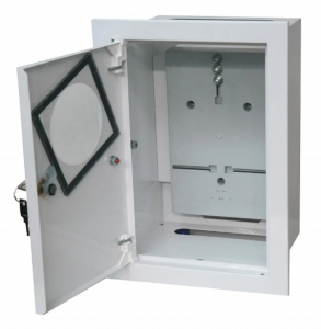 Szafka licznikowa podtynkowa metalowa 1x1F zamek okienko IP40 RAL 9003 A-RW18