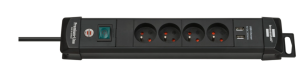 Listwa zasilająca Premium-Line z USB 4-gniazda czarna 1,8m H05VV-F 3G1,5 1951144602