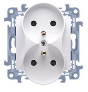 Simon 10 Gniazdo podwójne z/u białe 16A 250V IP20 CGZ2M.01/11