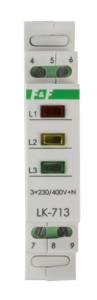 Lampka modułowa 3-fazowa żółta/czerwona/zielona 3x230V+N LK-713K