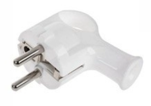 Wtyczka kątowa z uchem 16A z/u UNI-SCHUKO biała WT-40
