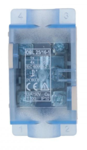 Odgałęźnik instalacyjny 1-torowy 1x25mm2 /4x16mm2 niebieski OBL 25/16-1 R35RW-01040000203