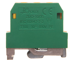 Złączka szynowa ochronna 10mm2 żółto-zielona ZUO 10/35 R33RA-01020100423