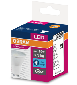 Żarówka LED VALUE 80 GU10 6,9W 620lm 6500K 865 (120 stopni) 3 LATA GWARANCJI 4058075096745