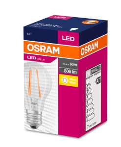Żarówka LED VALUE CLASSIC A 60 E27 6,5W 806lm 2700K 827 FIL non-dim 4058075819658