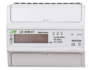 Licznik energii elektr. 3-fazowy z programowalną przekładnią 5-6000/5A RS-485 MODBUS cyfrowy LE-03M-CT