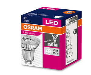 Żarówka LED VALUE 50 GU10 4,3W 350lm 4000K 840 (36 stopni) 4058075055155