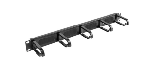 Organizer kabli 19 1U z 5 uchwytami typ B + panel szczotkowany czarny AK-1203-B