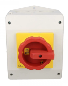 Rozłącznik główny/awaryjny w obudowie 3P 63A 22kW AC23A 400V pokrętło żółto-czerwone 3LD2565-0TB53