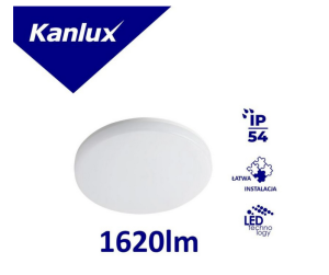 Plafoniera LED VARSO LED 18W-WW-O okrągła Ø 28 1620lm 3000K barwa ciepła IP54 II kl. PZH biały 26440