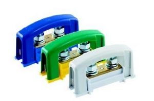 Zacisk ochronny 2xM8 żółto-zielony z pokrywą na szynę TH35 E.4123P