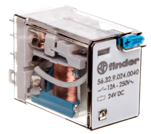Przekaźnik 2P 12A 24V DC przycisk testujący, mechaniczny wskaźnik zadziałania 56.32.9.024.0040