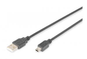Kabel USB 1m czarny USB A/M wtyk - miniUSB B/M wtyk s/USB 2.0 AK-300108-010-S