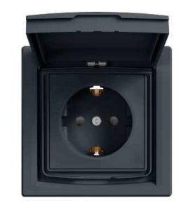 ASFORA Gniazdo SCHUKO IP44 z ramką (1-krotne) antracyt EPH3100371