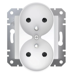 Asfora Gniazdo podwójne z/u bez ramki białe EPH9810221