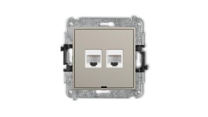 MINI Mechanizm gniazda komputerowego podwójnego 2xRJ45, kat. 6, 8-stykowy, bez pola opisowego taupe 60MGKBO-4