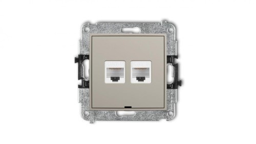 MINI Mechanizm gniazda komputerowego podwójnego 2xRJ45, kat. 6, 8-stykowy, bez pola opisowego taupe 60MGKBO-4