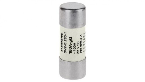 Wkładka bezpiecznikowa cylindryczna gG NFC 22x58mm 500V AC 100A bez wskaźnika 3NW6230-1
