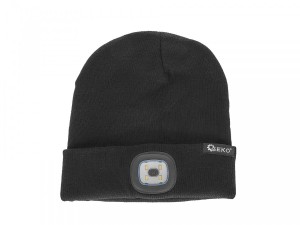 GEKO CZAPKA ZIMOWA Z LAMPKĄ LED CZARNA