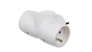Rozgałęźnik wtyczkowy 3-gniazdowy - 2x2P+Z, 1x2P-euro, uziemienie biały / 28134