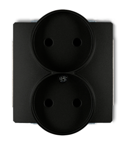 DECO Gniazdo podwójne b/u czarny mat 12DGPR-2p