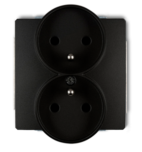 DECO Gniazdo podwójne z/u czarny mat 12DGPR-2zp