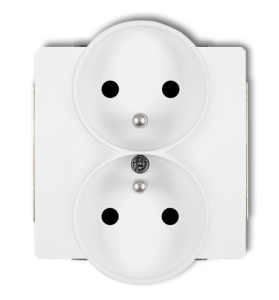DECO Mechanizm gniazda podwójnego do ramki z uziemieniem 2x(2P+Z) (przesłony torów prądowych), biały mat 25DGPR-2zp