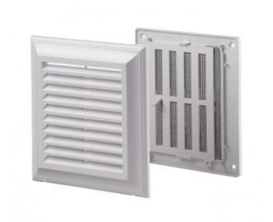 Kratka wentylacyjna regulowana 140x140mm z siatkĄ bez konierza biaa EL140AUR