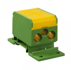 Blok rozdzielczy 4x4-70mm2 żółto-zielony montaż płaski i na szynę TH DB4-Z 48.35