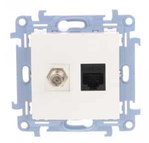 Simon 10 Gniazdo antenowe + komputerow typu F + RJ45 kat.5e białe CASFRJ455.01/11