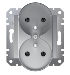 Asfora Gniazdo podwójne z/u bez ramki aluminium EPH9810261