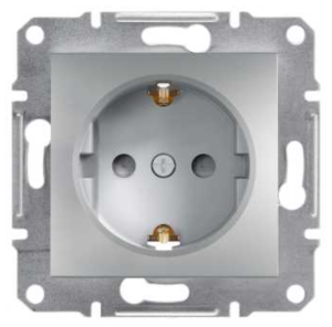 ASFORA Gniazdo pojedyncze SCHUKO z przesł. bez ramki aluminium EPH2900261