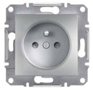Asfora Gniazdo 2P+PE z przesł. bez ramki, aluminium EPH2800261