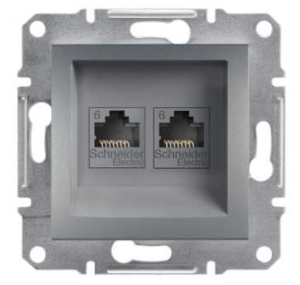 ASFORA Gniazdo komputerowe 2x kat.6 UTP bez ramki stal EPH4800162