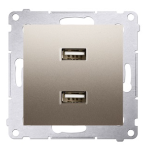 Simon 54 Ładowarka 2xUSB 2.1A 5V/DC złoty mat DC2USB.01/44