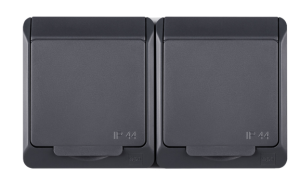 HERMES Gniazdo podwójne z/u 2P+Z SCHUKO IP44 antracyt 0325-07