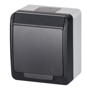 HERMES Gniazdo pojedyncze z/u 2P+Z SCHUKO IP44 antracyt 0324-07