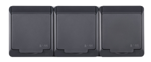 Hermes Gniazdo hermetyczne potrójne z/u Schuko antracyt 16A IP44 0326-07