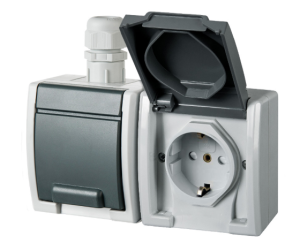 AQUANT Gniazdo hermetyczne podwójne 2x2P+Z schuko IP65 1245-65