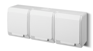 HERMES Gniazdo potrójne z/u 2P+Z SCHUKO IP44 białe 0326-02