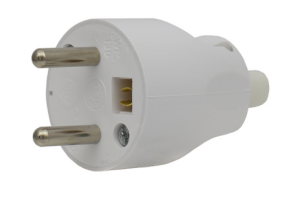Wtyczka prosta z/u 16A 250V biała 400460