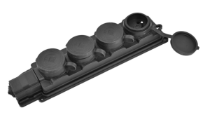 Listwa /rozgałęźnik/ do przedłużacza 4-gniazda z/u gumowe czarne IP44 D.3159/4