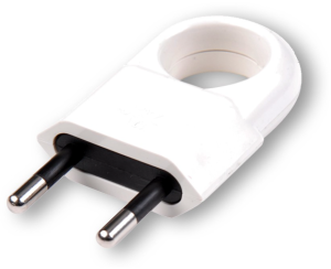 Wtyczka płaska z uchwytem b/u Euro 10A/250V biała D.3104