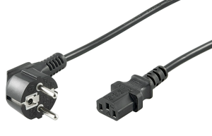 Przewód zasilający Schuko (type F, CEE 7/7) - IEC C13 2m czarny 50077