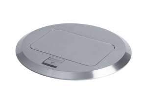 Puszka podłogowa POP-UP okrągła metalowa 1+1/2 gniazd M45 / aluminium BIURO+ 28311