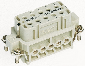 Złącze śrubowe (wkład) (0,75-2,5 mm2) 10+PE żeńskie 250V 16A Han A 09200102812