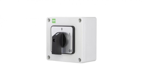Łącznik krzywkowy 16A/3F 0-1 w obudowie IP65 szary 105x105x66 6160-00