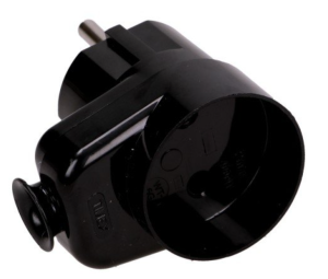 Wtyczka kątowa z gniazdem 16A 2P 250V czarna K2 WT-16U/G