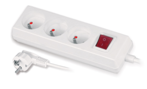 Gniazdo przenośne trzykrotne 16A 2P+Z 250V z wyłącznikiem białe GN-370WS